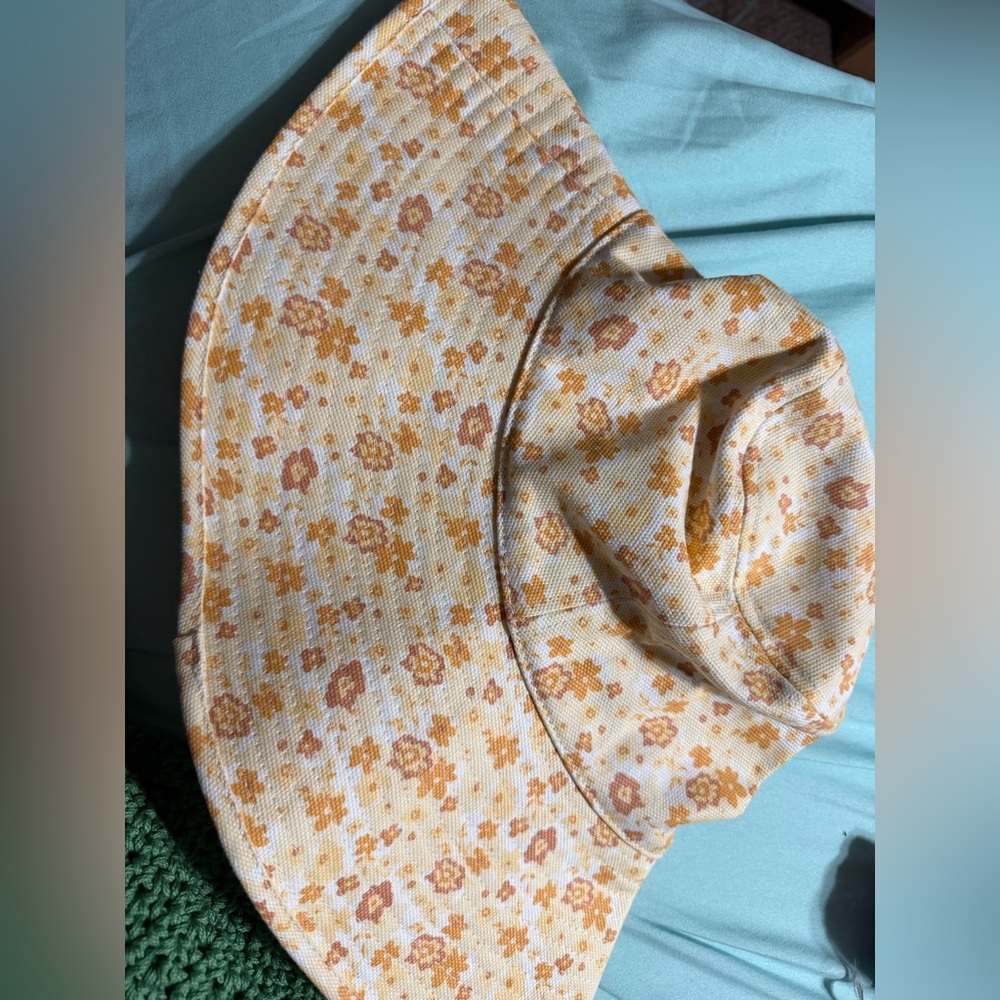 Lack Of Color Floral Bucket Hat in Cream and Orange